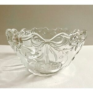 Mikasa Angelique Crystal Salad Serving Bowl with Bows & Roses, 8.5”D x 5”H